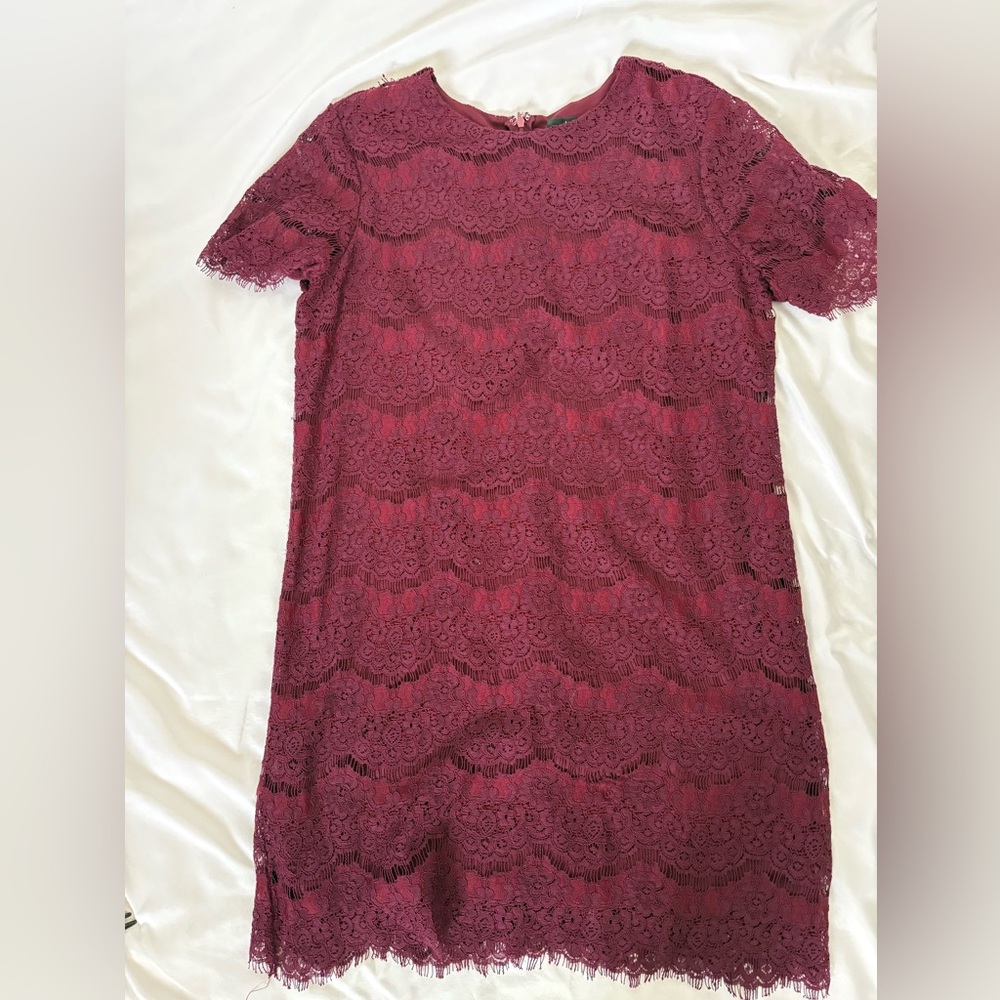 Lulu's Burgundy Lace Mini Dress